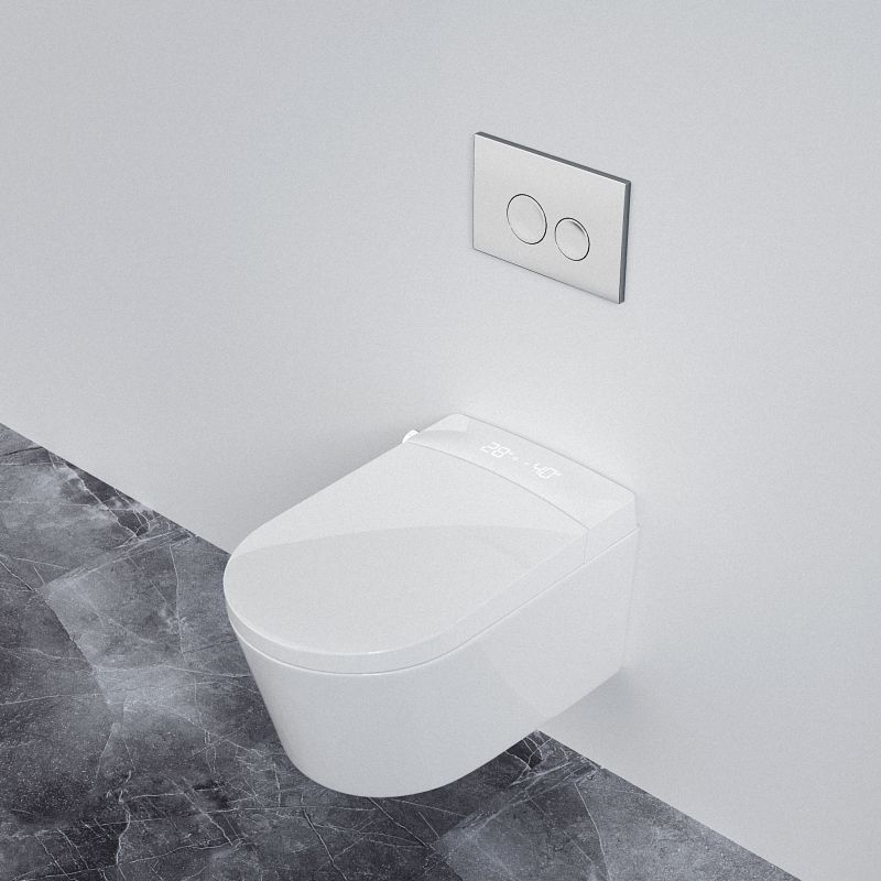 Modern villa bathroom with wall-hung toilet and vanity