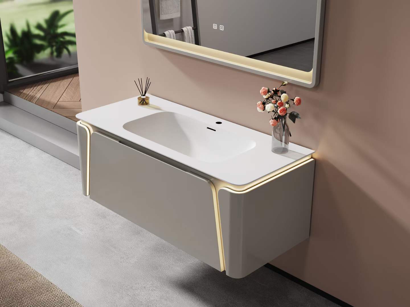 Modern home decoration Columbia bathroom with modern vanity