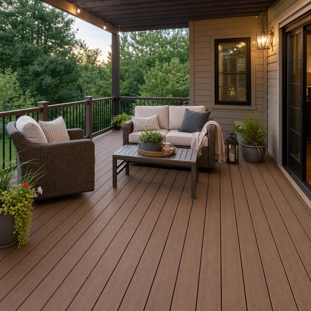 Beautiful outdoor patio featuring natural-looking composite decking