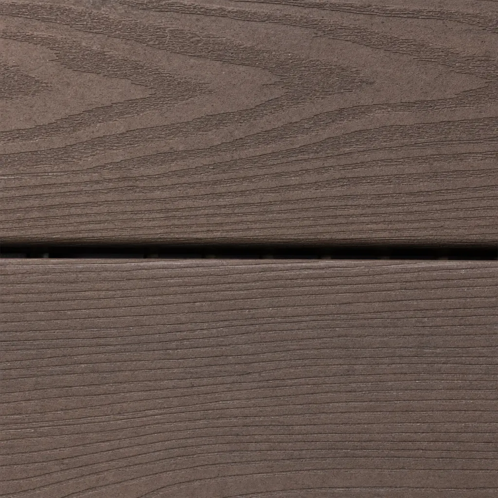 Close-up of realistic wood grain patterns on composite deck boards