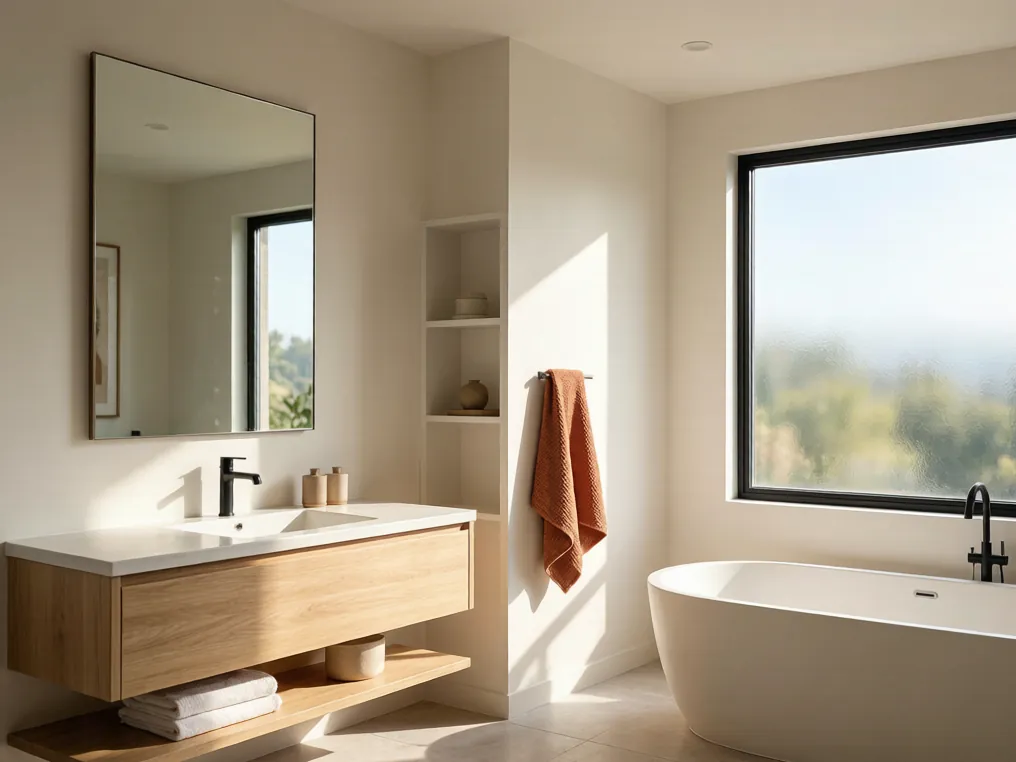 Bathroom renovation ideas with a freestanding bathtub and natural light