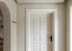 modern white oak prehung 36 inch door in a bright minimalist interior